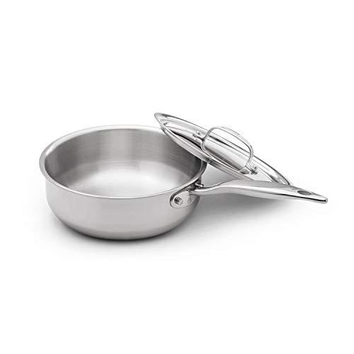 Heritage Steel Heritage Steel 3 Quart Saucier - Titanium Strengthened 316Ti Stainless Steel with 5-Ply Construction - Induction-Ready and Fully Clad, Made in USA
