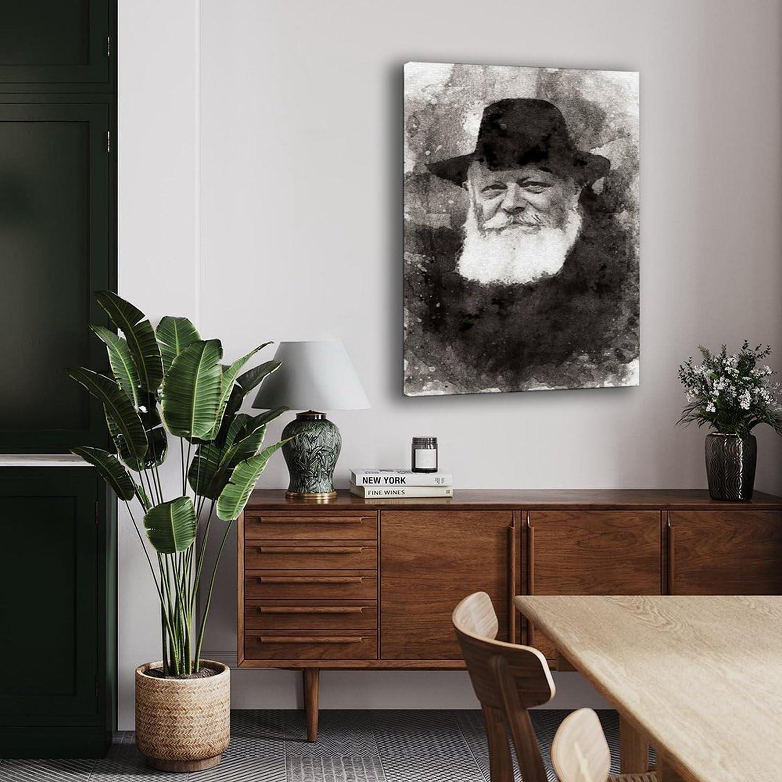 FNWERT FNWERT Lubavitcher Rebbe Poster, Rebbe Portrait,Jewish Art (5) Canvas Painting Posters And Prints Wall Art for Living Room Bedroom Decor 08x12inch(20x30cm)