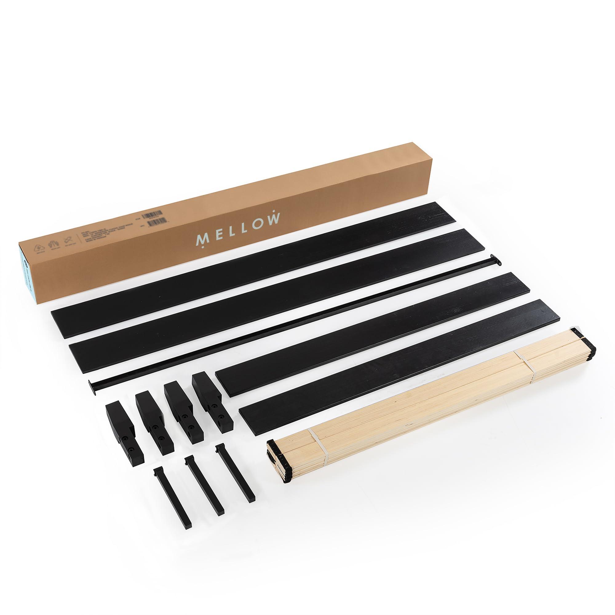 Mellow Mellow Naturalista Grand 12 Inch Solid Wood Platform Bed with Wooden Slats, Easy Assembly, Queen, Black