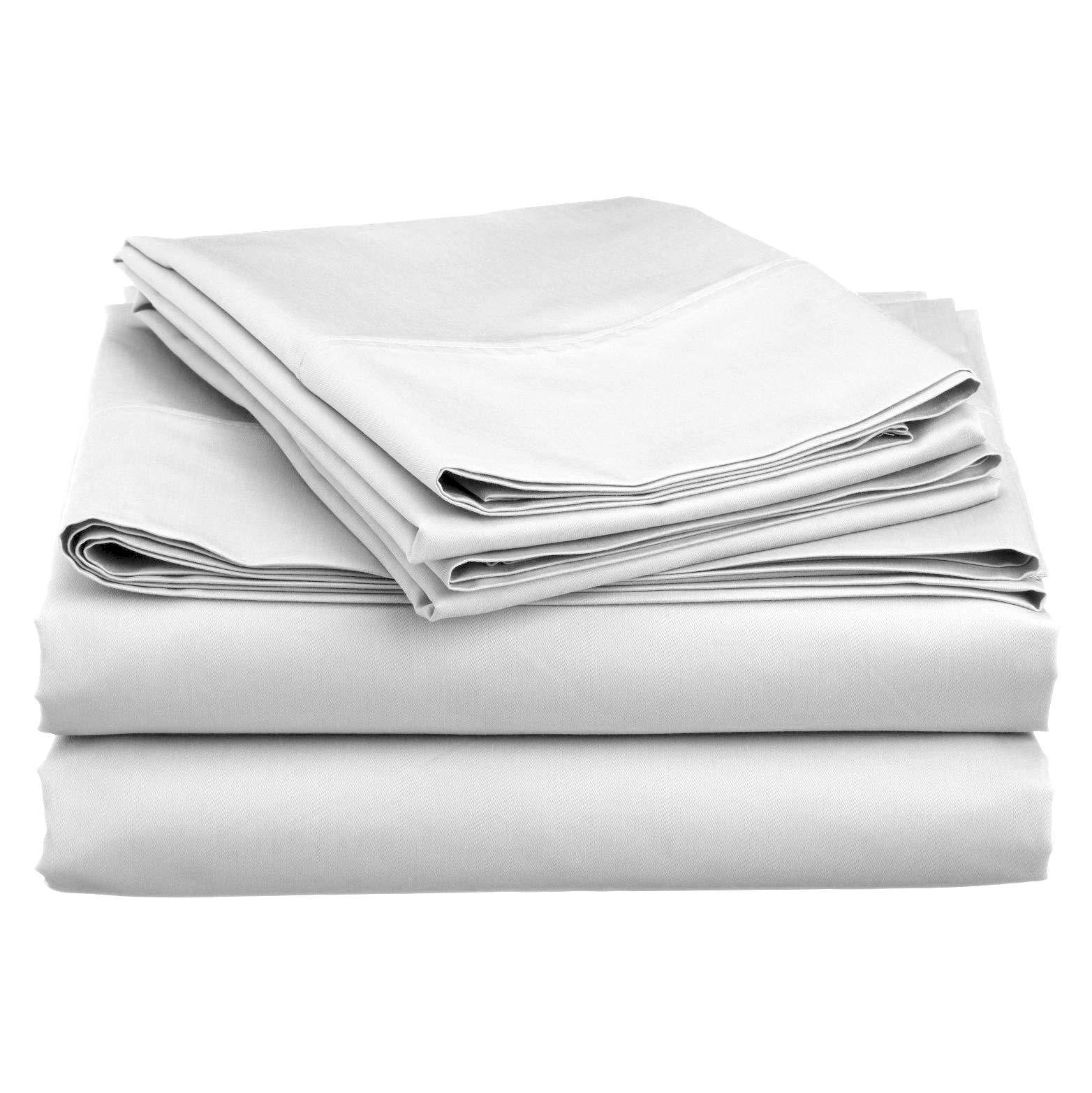 US Bedding Top Split Cal-King Sheets Sets for Adjustable beds, Half Split Cal-King Sheet Sets for Adjustable beds 17\" deep Pocket, 32\" Split Top Sheets 800 TC 100% Cotton (Half Split Fitted) , White