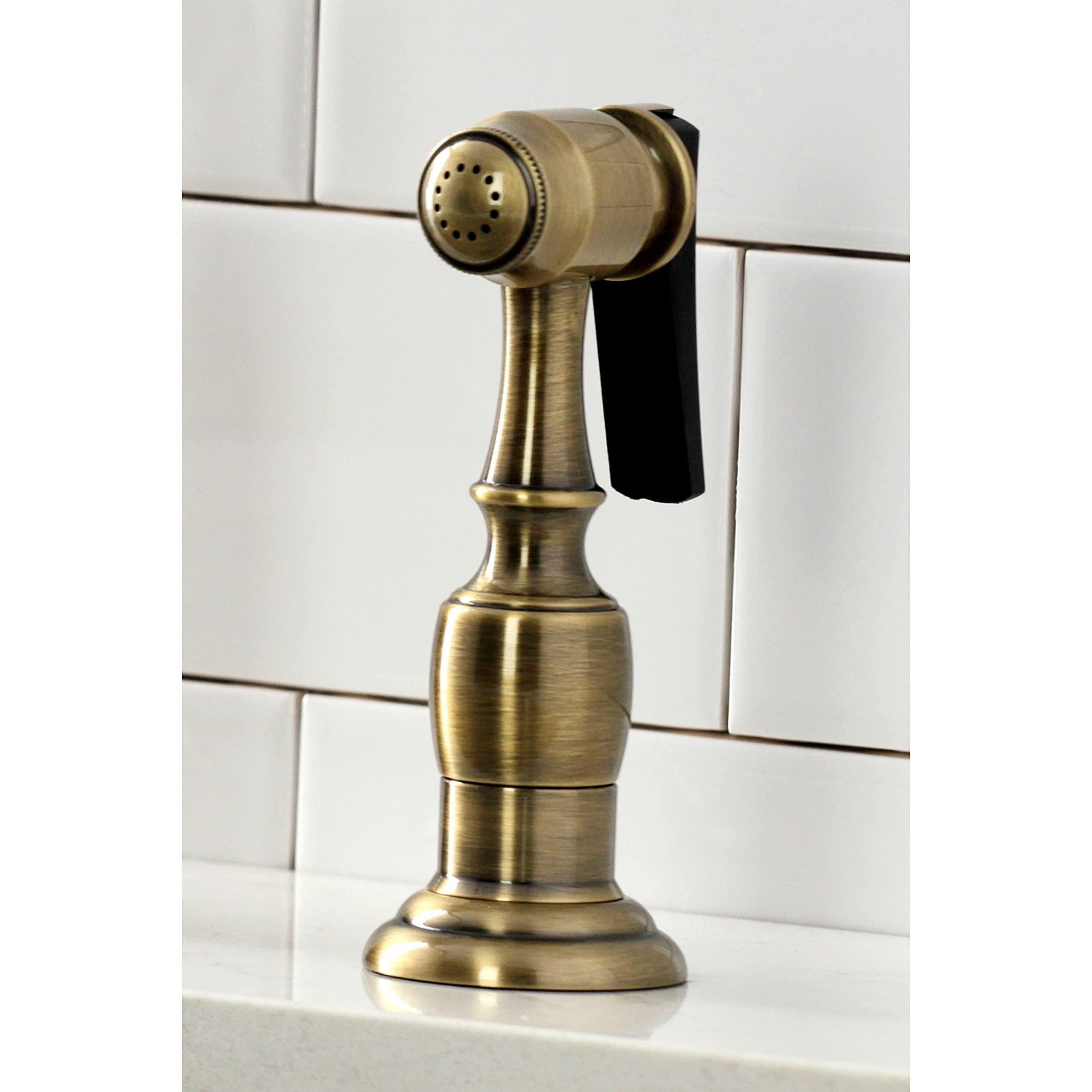 Kingston Brass Kingston Brass KS1273ALBS Heritage 8-Inch Kitchen Bridge Faucet with Brass Sprayer, Antique Brass