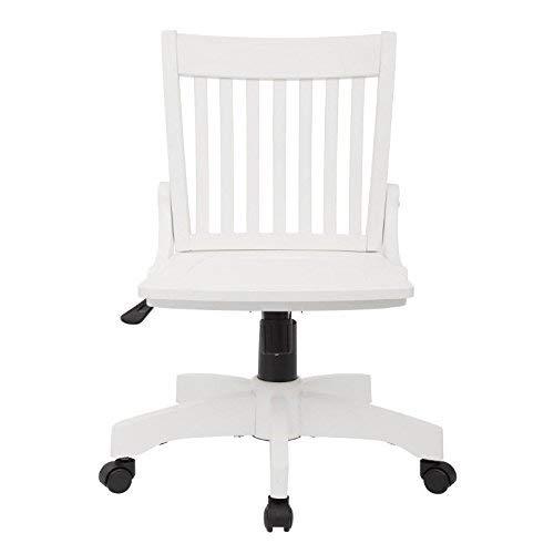 OSP Home Furnishings OSP Home Furnishings Deluxe Armless Wood Banker's Desk Chair with Adjustable Height, Locking Tilt, and Heavy Duty Base, White