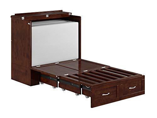 AFI AFI Hamilton Twin XL Murphy Bed Chest with Mattress, Storage, and Built-in Charger in Walnut