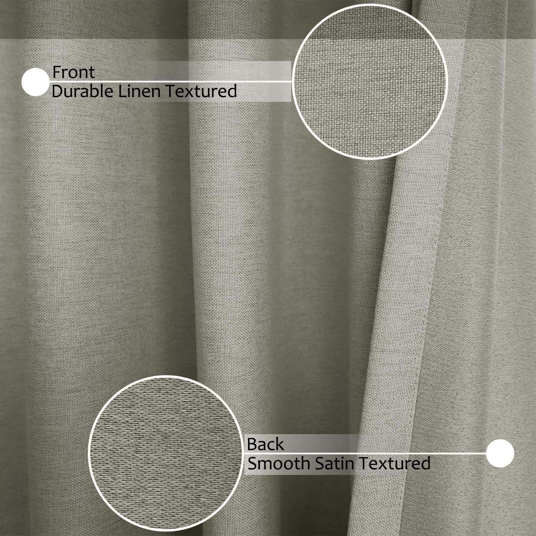 Frelement Frelement 52" W x 108" L Extra Long Curtains 108 inch Room Darkening Curtains Natural Linen Curtains Grommet Drapery Panel for Living Room Thermal Insulated Curtains, 1 Panel, Oasis