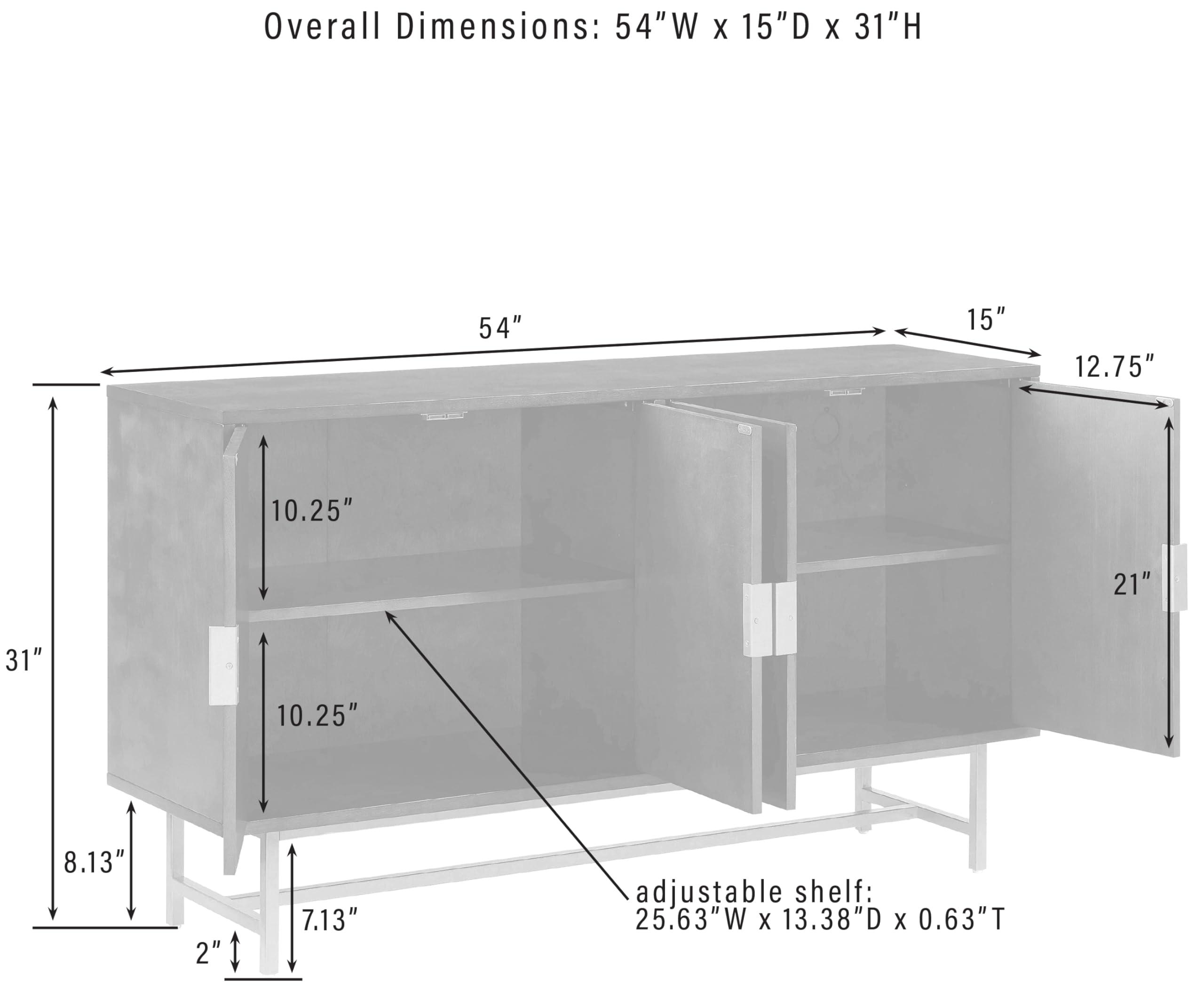 Crosley Furniture Crosley Furniture Blair Mid-Century Modern Sideboard Buffet Cabinet with Storage, Living Room Credenza, Black/Gold