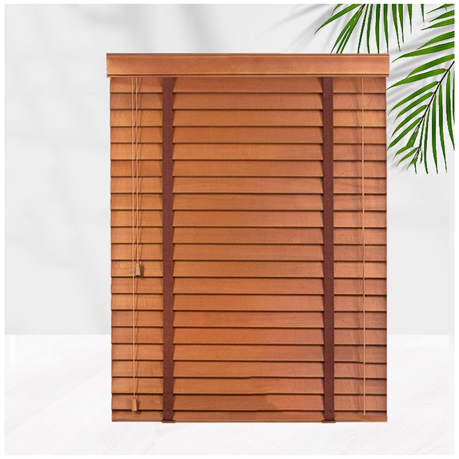 Xrdbfd Xrdbfd Wooden Venetian Blinds, Brown Window Blinds, Light Filtering Venetian Blinds, Solid Wood Blinds for Windows and Doors, 40-150cm Wide,WxH-60x100cm/23.5 * 39in