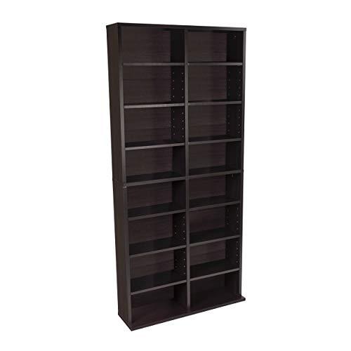 Atlantic Atlantic Oskar Adjustable Media Cabinet - Holds 464 CDs, 228 DVDs or 276 Blu-rays, 12 Adjustable and 4 fixed shelves PN in Espresso