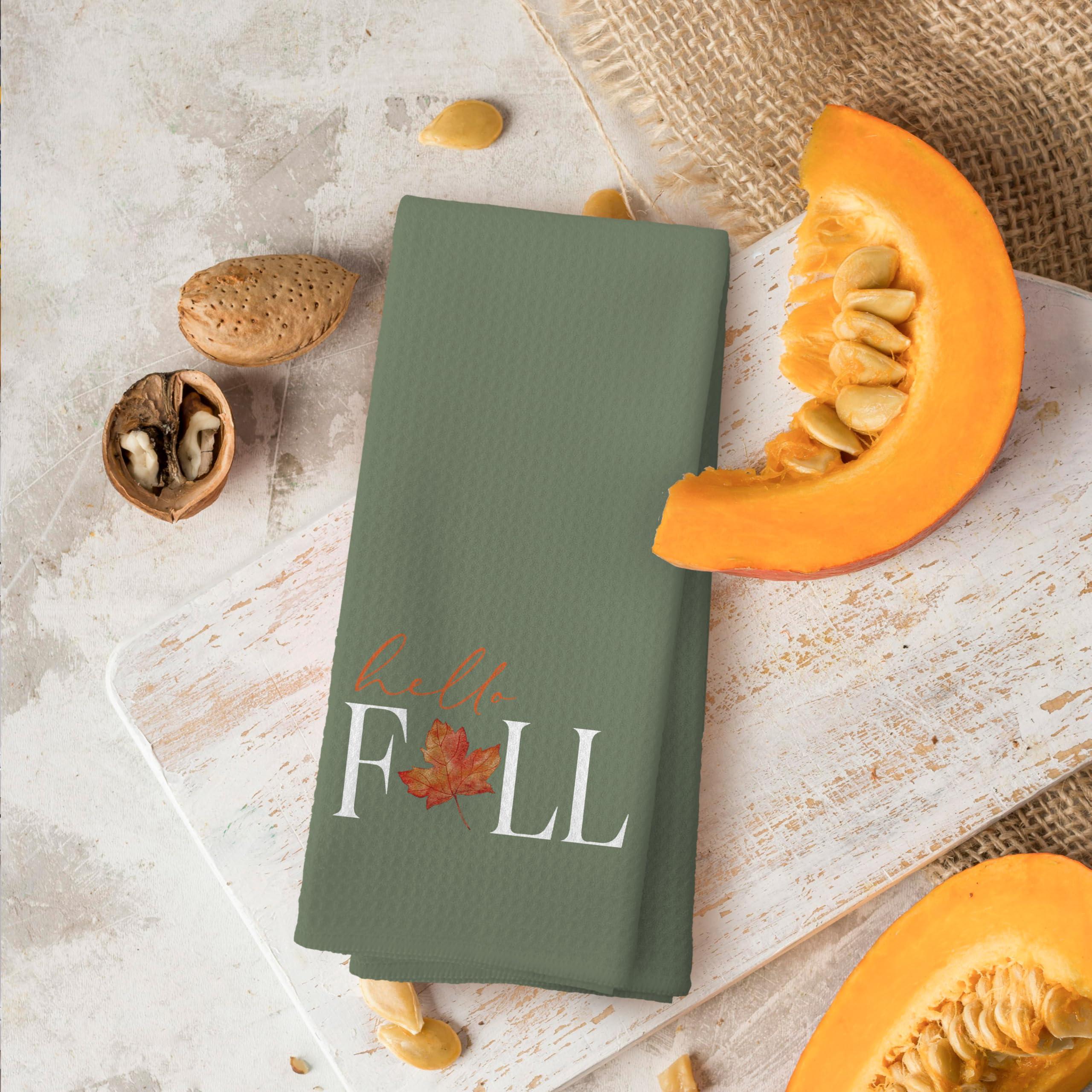 Voatok Voatok Fall Hand Towels, Fall Bathroom Hand Towels, Fall Decorations for Home, Fall Kitchen Towels, Fall Hand Towels for Bathroom Kitchen, Fall Dish Towels, Fall Bathroom Kitchen Decor(Grass Green)