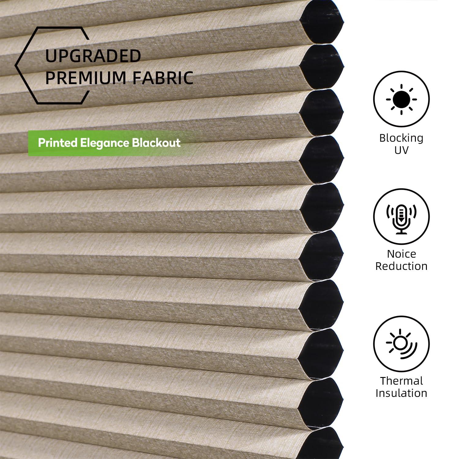 ZSTARR ZSTARR Motorized Skylight Shades Cellular Honeycomb Electric Blinds with Solar Panel Cordless Rechargeable Shades with Remote for Roof Inclined Plane Room Custom Size (BO Printed Wheat)