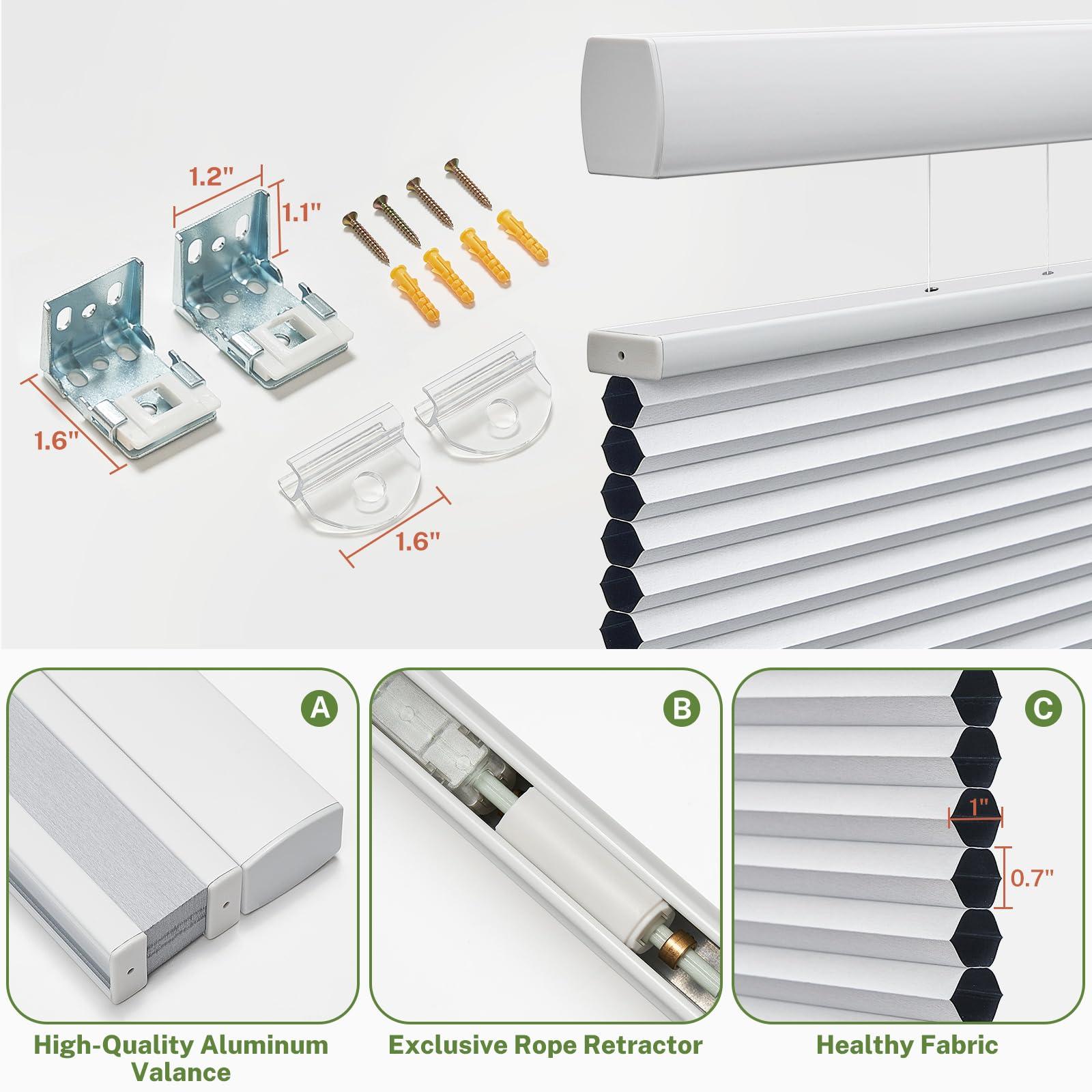 MiLin MiLin Top Down Bottom Up Cellular Blinds for Windows Cordless Cellular Shades Honeycomb Design Blinds & Shades Room Darkening Shades for Home, Bathroom, Office (Blackout - Gray, 43" W x 72" H)