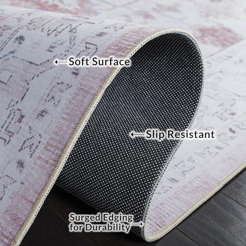 Safavieh SAFAVIEH Tucson Collection Area Rug - 6' Square, Beige & Rust, Persian Design, Non-Shedding Machine Washable & Slip Resistant Ideal for High Traffic Areas in Living Room, Bedroom (TSN129B)