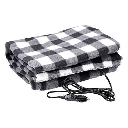 Wemune 12V Car Heated Blanket, Fleece Heating Blanket Car Electric Blanket Travel with 3 Speed Fast Heating for Men Women, Cold Weather, Home&Office, Car Travel Use 150x100cm