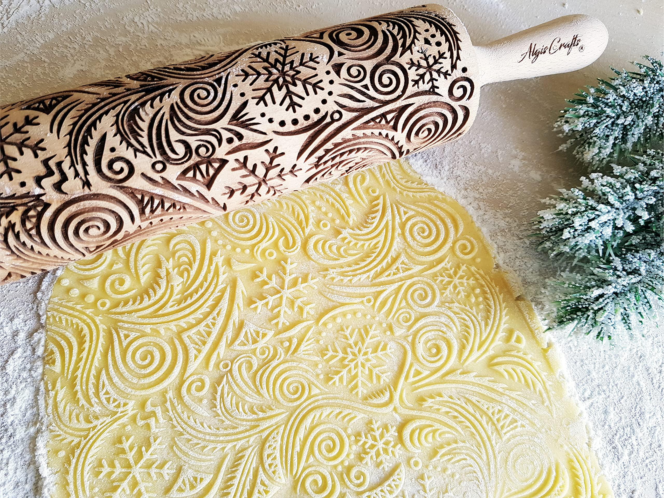 Algis Crafts Embossing Rolling Pin FROST for Christmas Cookies, Gingerbread, Shortbread by Algis Crafts