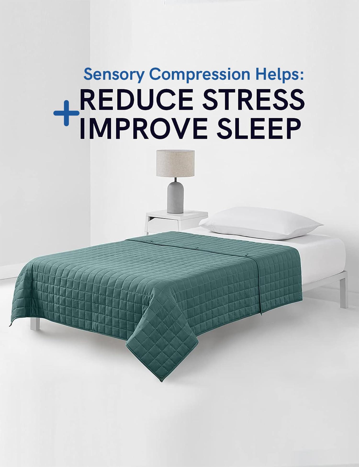 YnM YnM Exclusive Cooling Weighted Blanket, Smallest Compartments, Bed Blanket for One Person of 140lbs, Ideal for Twin/Full Bed (48x72 Inches, 15 Pounds, Sea Grass)