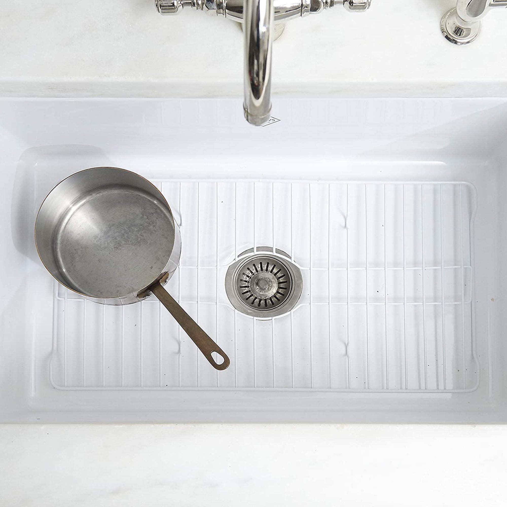 Better Houseware Better Houseware Sink Protector Prevents Scratches Sink Rack for Bottom of Sink White Sink Mat Sink Protectors for Kitchen Sink Metal 18.1 x 12.3 x 1
