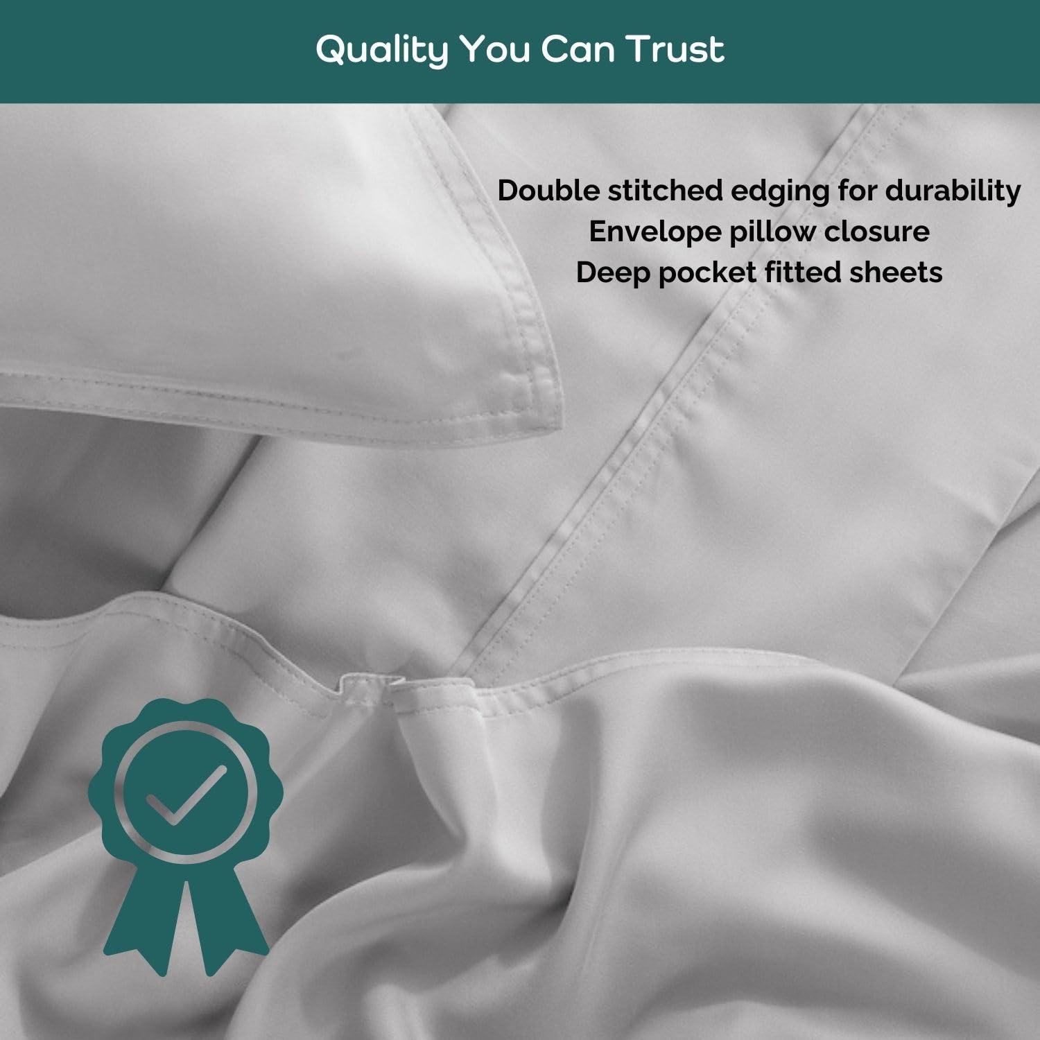 Bamtek Bamtek 100% Viscose from Bamboo Sheets California King Size, Super Soft Bedding Set, 4PC Cooling Sheets for Hot Sleepers, Vegan Silk Moisture Wicking, Organically Grown Bedsheet, Grey Mist (72x84x17)