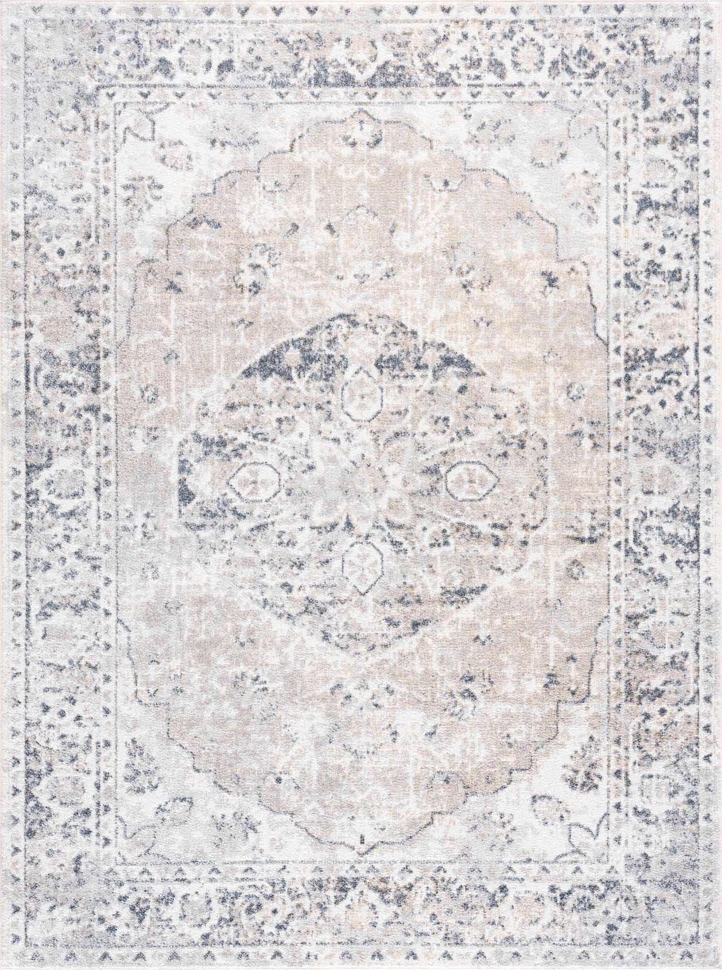 BoutiqueRugs BoutiqueRugs Rudo Farmhouse Area Rug - Machine Washable - Light Gray, Medium Gray, Medium Brown - 7'10" x 10'2"