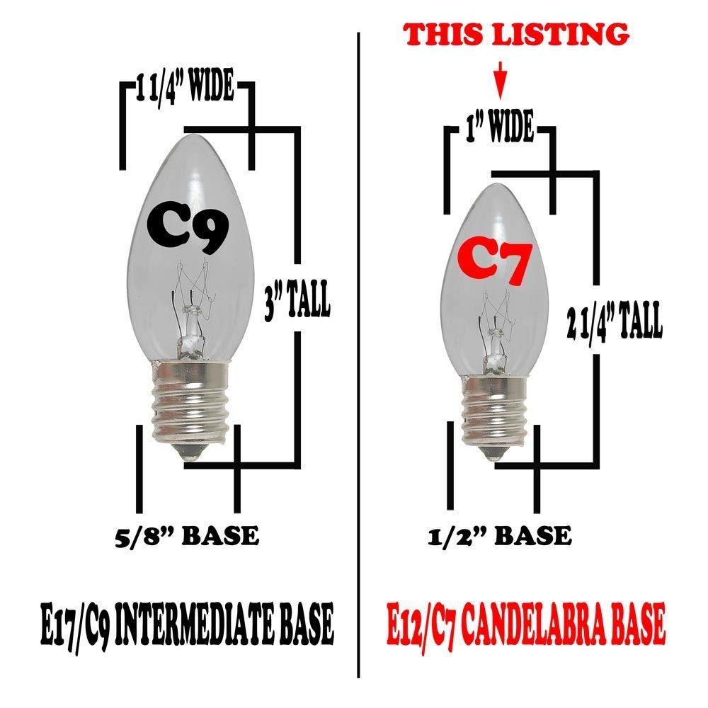 Novelty Lights Novelty Lights C7 Clear Christmas Lights Set - Indoor/Outdoor Christmas Light String Hanging Christmas Lights - Outdoor Patio String Lights - Brown Wire - 25 Foot