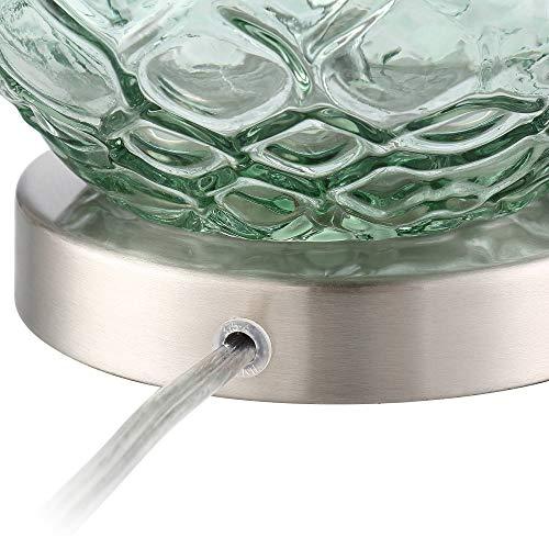 360 Lighting 360 Lighting Julia Modern Coastal Table Lamp 26.5\" High Textured Seafoam Green Glass Brushed Nickel Silver Off-White Drum Shade for Living Room Bedroom Beach House Bedside Nightstand Home