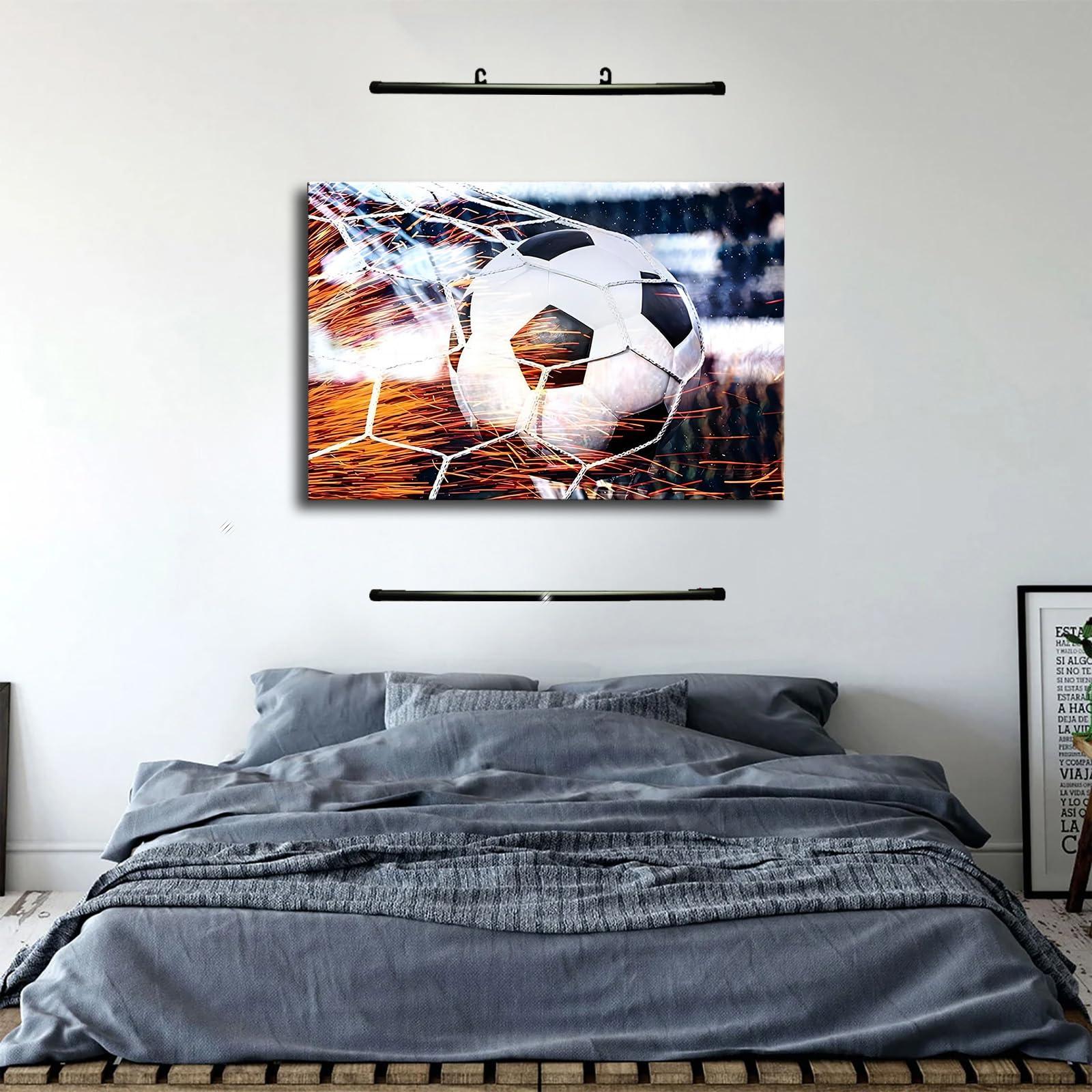 ZofTig Red Glitter Football Pool Goal Gift for Home Wall of People Who Love Sports Poster Canvas Wall Art Picture Print Modern Home Bedroom with Frameless Decor (Framed,2436inch)