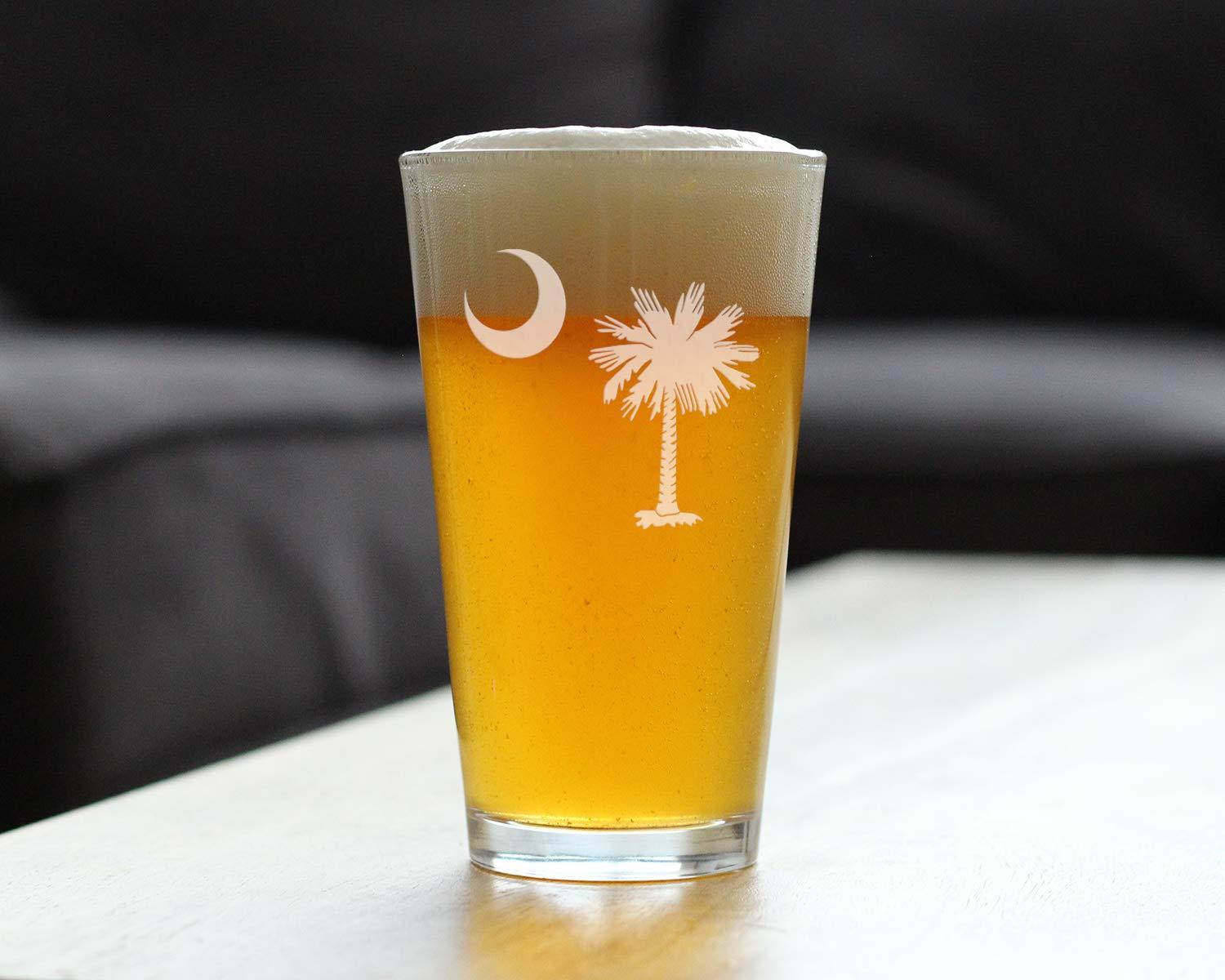 Bevvee South Carolina Flag - Pint Glass - State Themed Drinking Decor and Gifts for South Carolinians - 16 Ounce