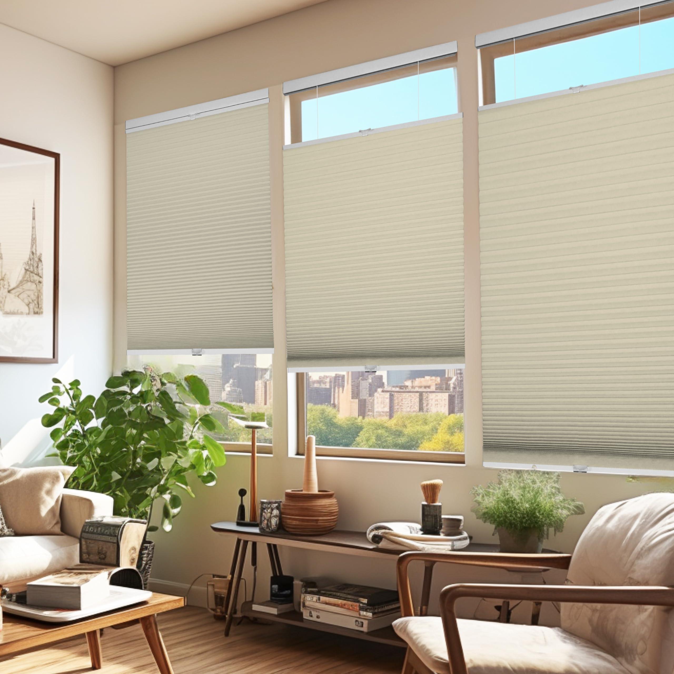 CHICOLOGY CHICOLOGY Home Dcor, Window Treatments, Cellular Shades, Cellular Window Shades, Blinds, Blinds & Shades, Shades for Indoor Windows, Top Down Bottom Up Shade, Beige Blackout, 26" W X 72" H