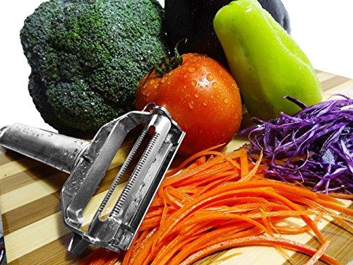 i Kito Vegetable Spaghetti Spiralizer Slicer Easy Spiral Zucchini Noodle Carrot,Perfect Kitchen Tools Carrot Grater With Cleaning Brush (Julienne peeler triangle handle)