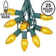 Novelty Lights Novelty Lights 25 Foot C9 Twinkle Outdoor Patio Christmas String Light Set, Yellow, Green Wire, 25 Bulbs