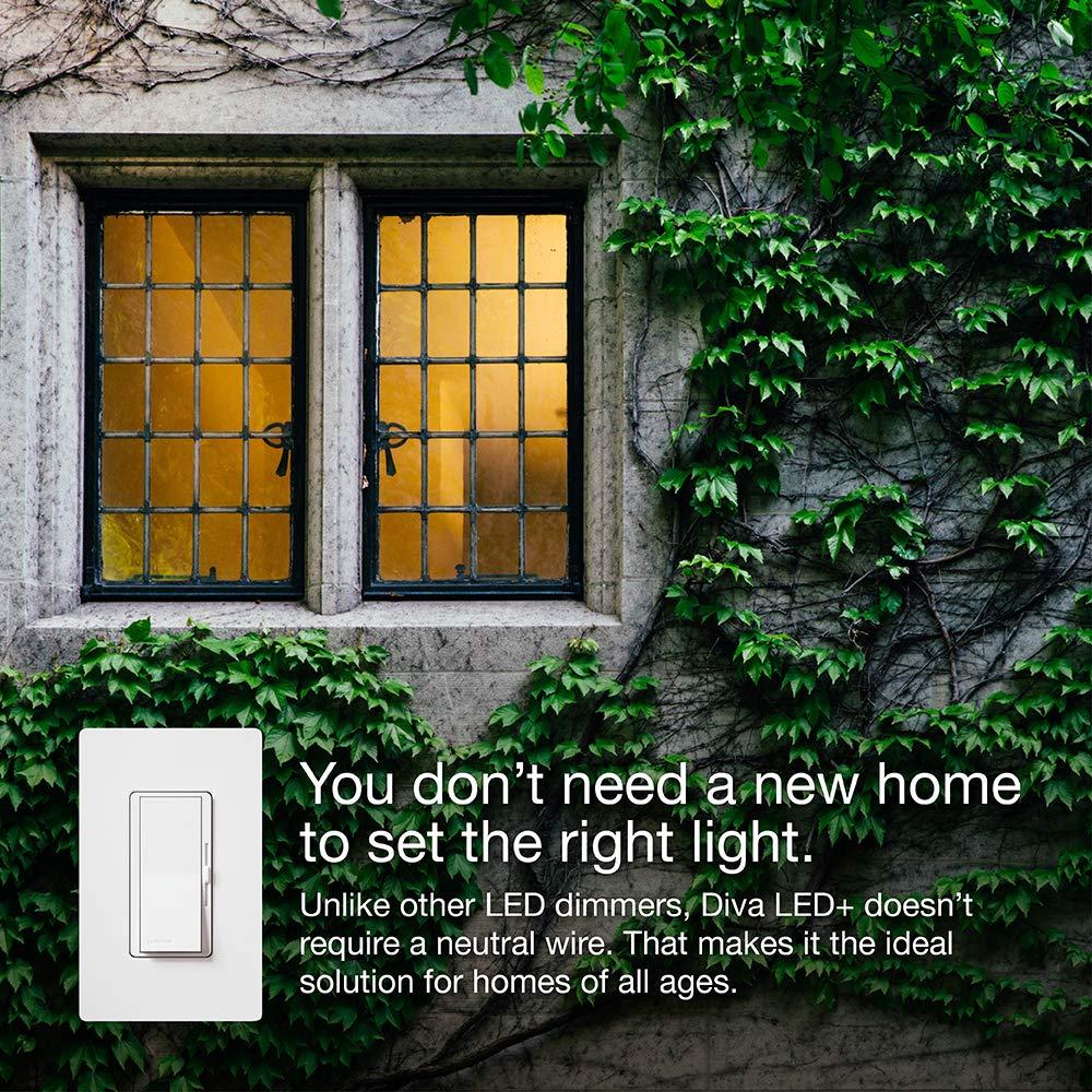 Lutron Lutron Diva LED+ Dimmer Switch for Dimmable LED, Halogen and Incandescent Bulbs, 150W/Single-Pole or 3-Way, White (2-Pack)