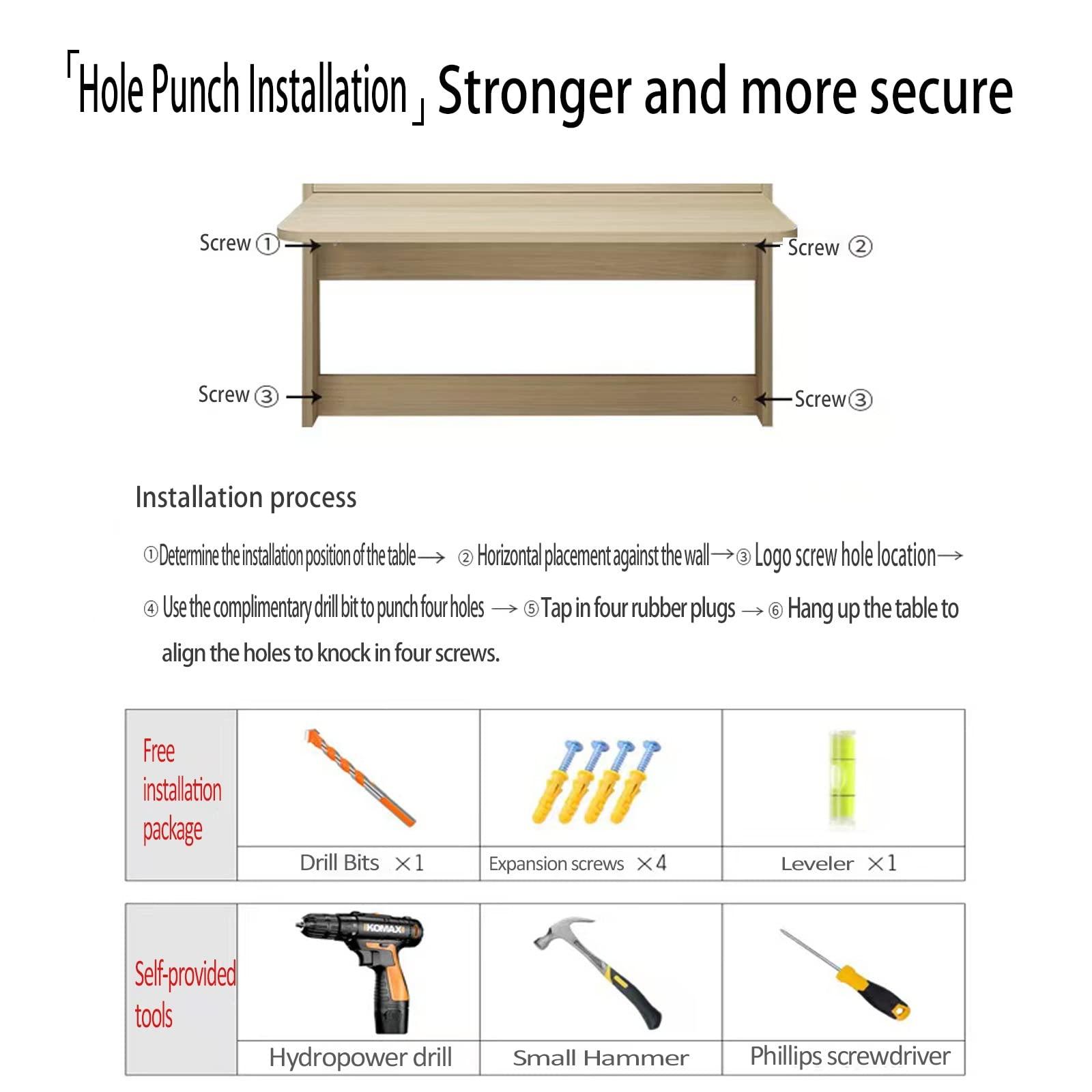 TCOYDS TCOYDS Wall-Mounted Desk Modern Solid Wood Folding Wall-Mounted Desk Computer Folding Table Computer Desk Dresser Computer Desk Foldable Desk Small Space Easy to use Does not Occupy Space