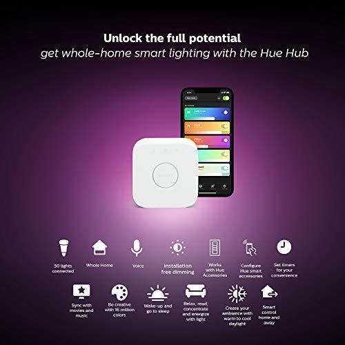 PHILIPS Philips Hue White and Color Ambiance LED Smart Light Bulb Starter Kit, 3 A19 Smart Bulbs & 1 Hue Hub (Works with Alexa, Apple HomeKit & Google Assistant)