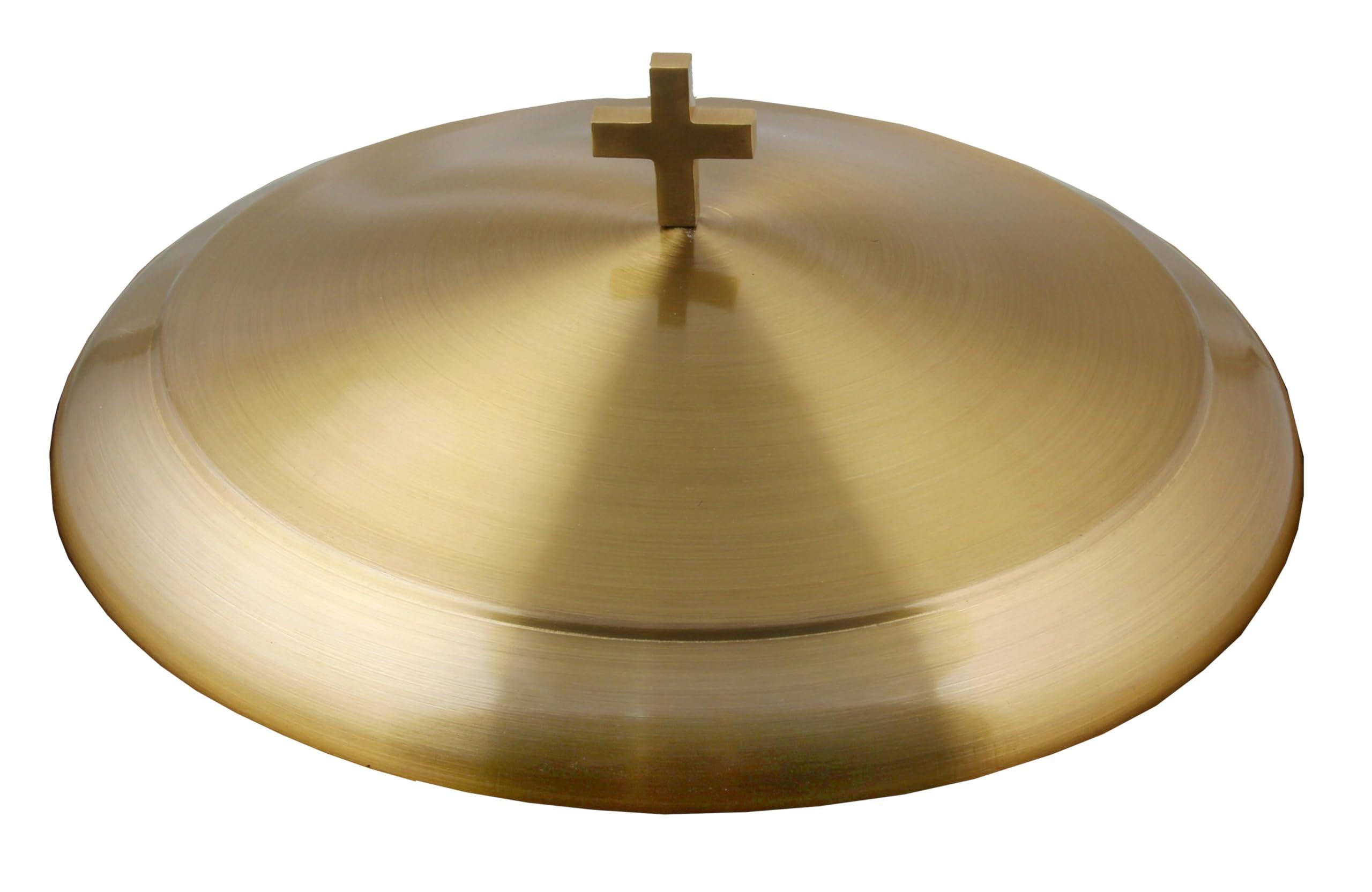 Mayur Exports Communion Ware Holy Wine Serving Tray with A Lid & A Stacking Bread Plate with A Lid - Stainless Steel (Brass/Gold)