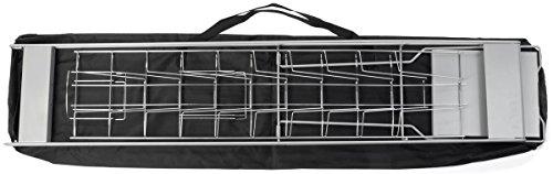 Displays2go Portable Literature Stand with 10 Pockets for 8.5x11 Magazines, Carrying Bag Included, 54\"h Floor-Standing Magazine Rack with Tiered Design, Steel (Silver)