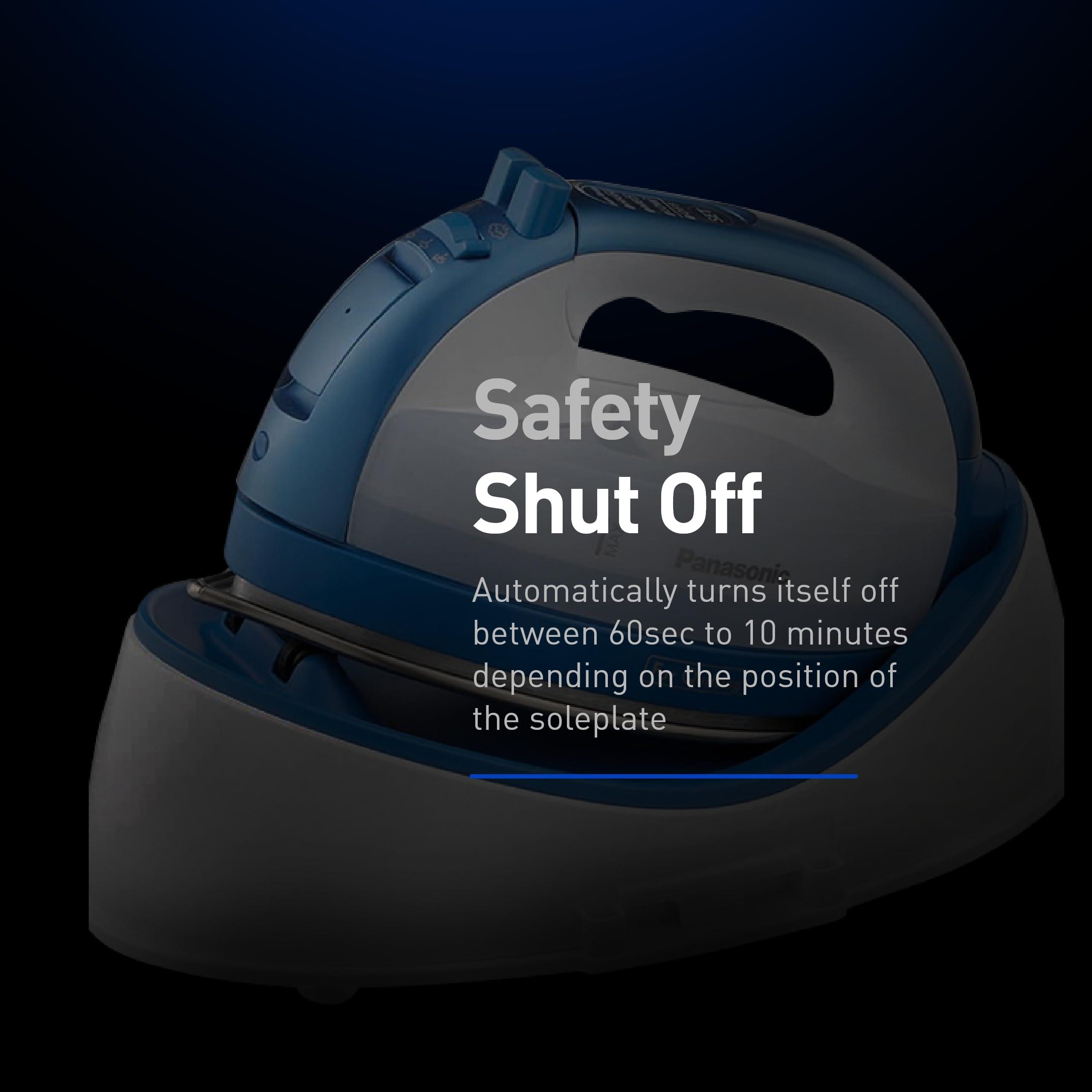 Panasonic Panasonic Cordless Iron, Portable 360-Degree Freestyle Dry/Steam Iron with Precision Tips and Stainless Steel Soleplate, Anti-Calc and Anti-Drip, Power Base and Carrying/Storage - NI-QL1000A (Blue)