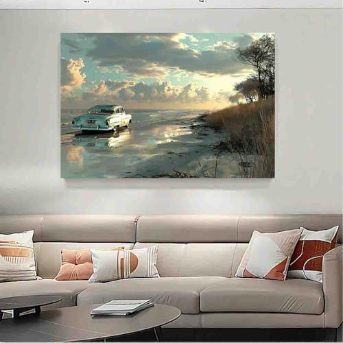 LWZBBGSL LWZBBGSL a car parked on the shore,wall decor for bedroom,for Bedroom,12x16inch