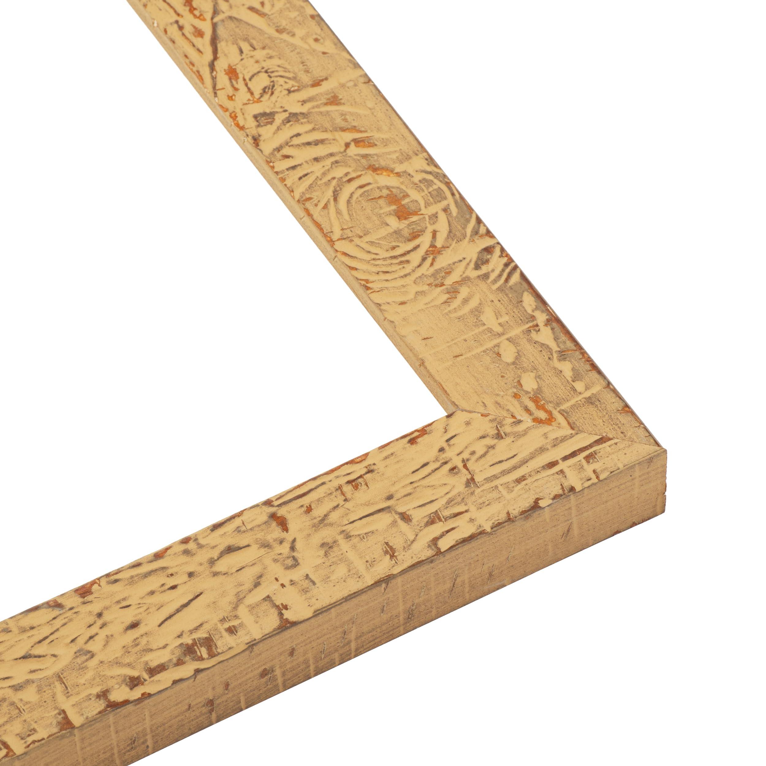 CustomPictureFrames.com 22x20 Frame Beige Shabby Chic Solid Wood Picture Frame | 1.25 Inch Moulding Width | Interior Frame Depth 0.5 Inches | Mastic Distressed Photo Frame Complete with UV Acrylic, Foam Board Backing &