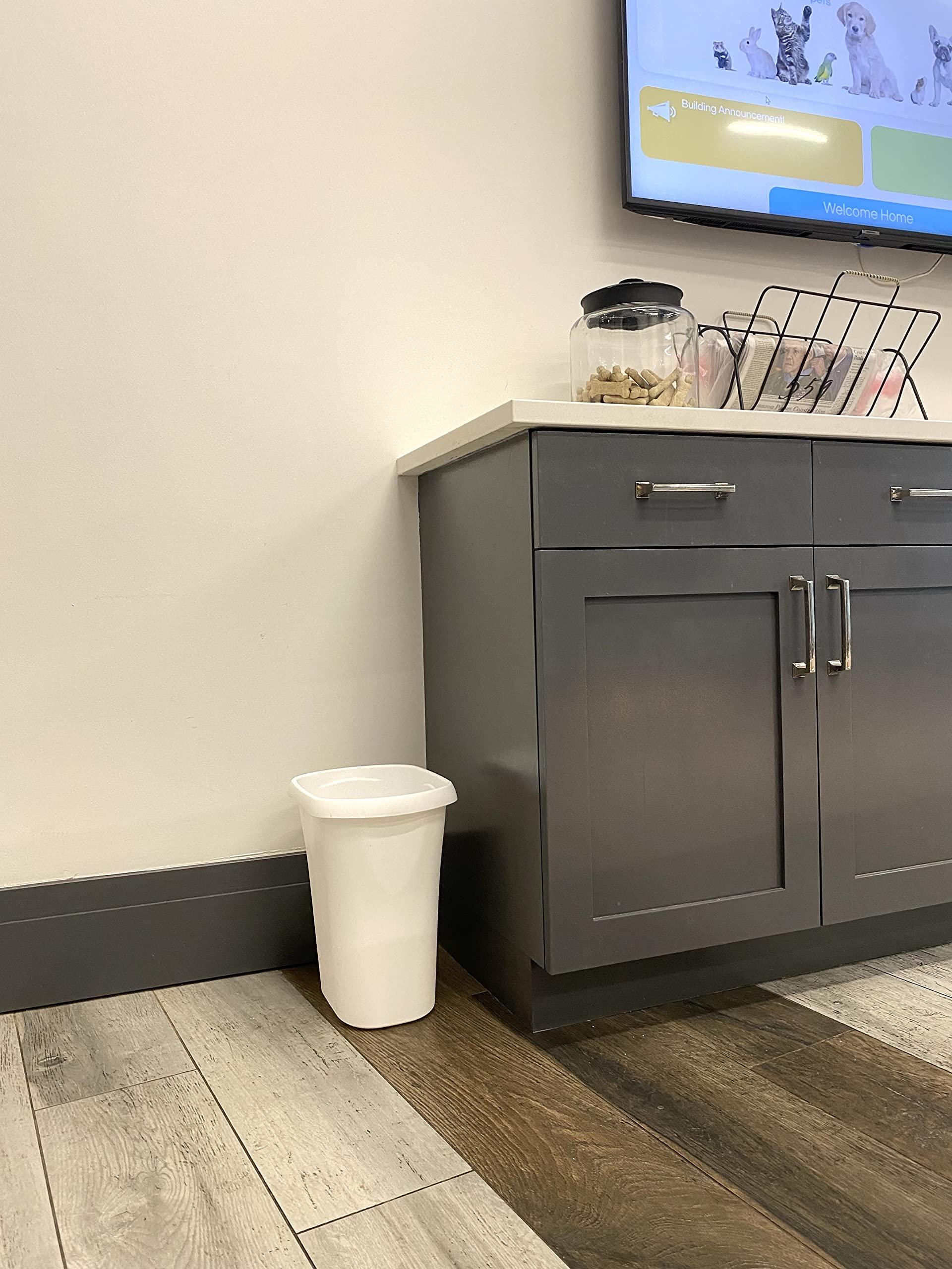 Rubbermaid Rubbermaid Rectangular Open Top Trash Can, 3-Gallon/12-Quart, White, for Under Counter/Kitchen/Office/Bedroom/Bathroom