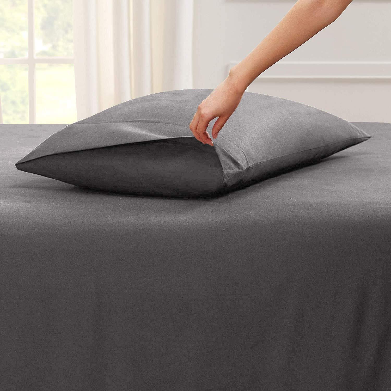 Shreem Linen Split Head Flex Cal-King Sheet Set - 1800 Ultra-Soft Microfiber Bed Sheets - Double Brushed - Split Head Cal-King Sheets Set - Deep Pocket - Bed Sheets (Split Head Flex Dark Grey) - 32\" Split TOP