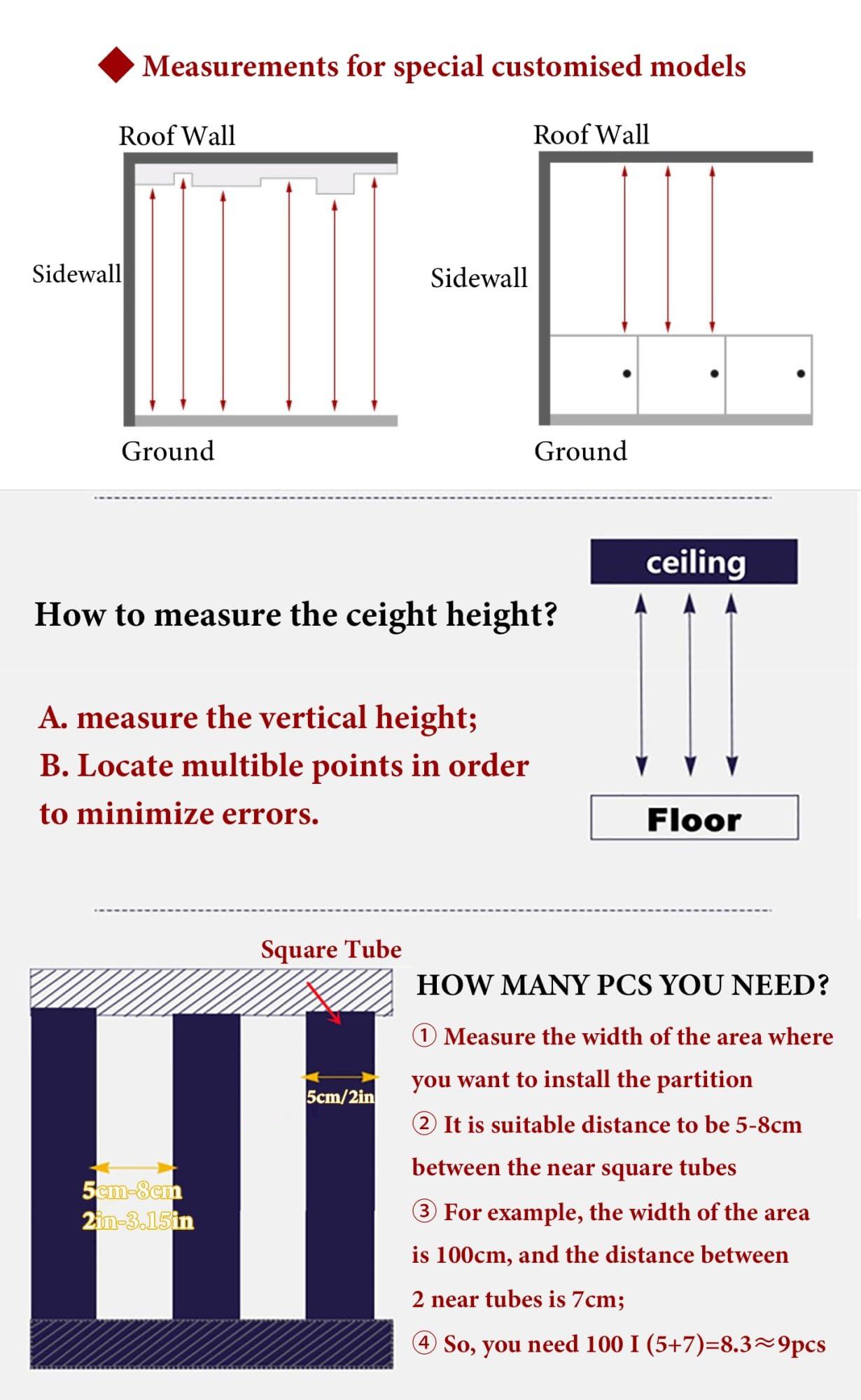 WAHHWF 2ft/3ft/4ft/5ft/6ft/7ft/8ft Tall Wall Partition Room Divider Floor to Ceiling Wooden Slats, Wood Privacy Screens/Room Separation Deviders Post Column for Bathroom Daycare Studio Apartment (Color : W