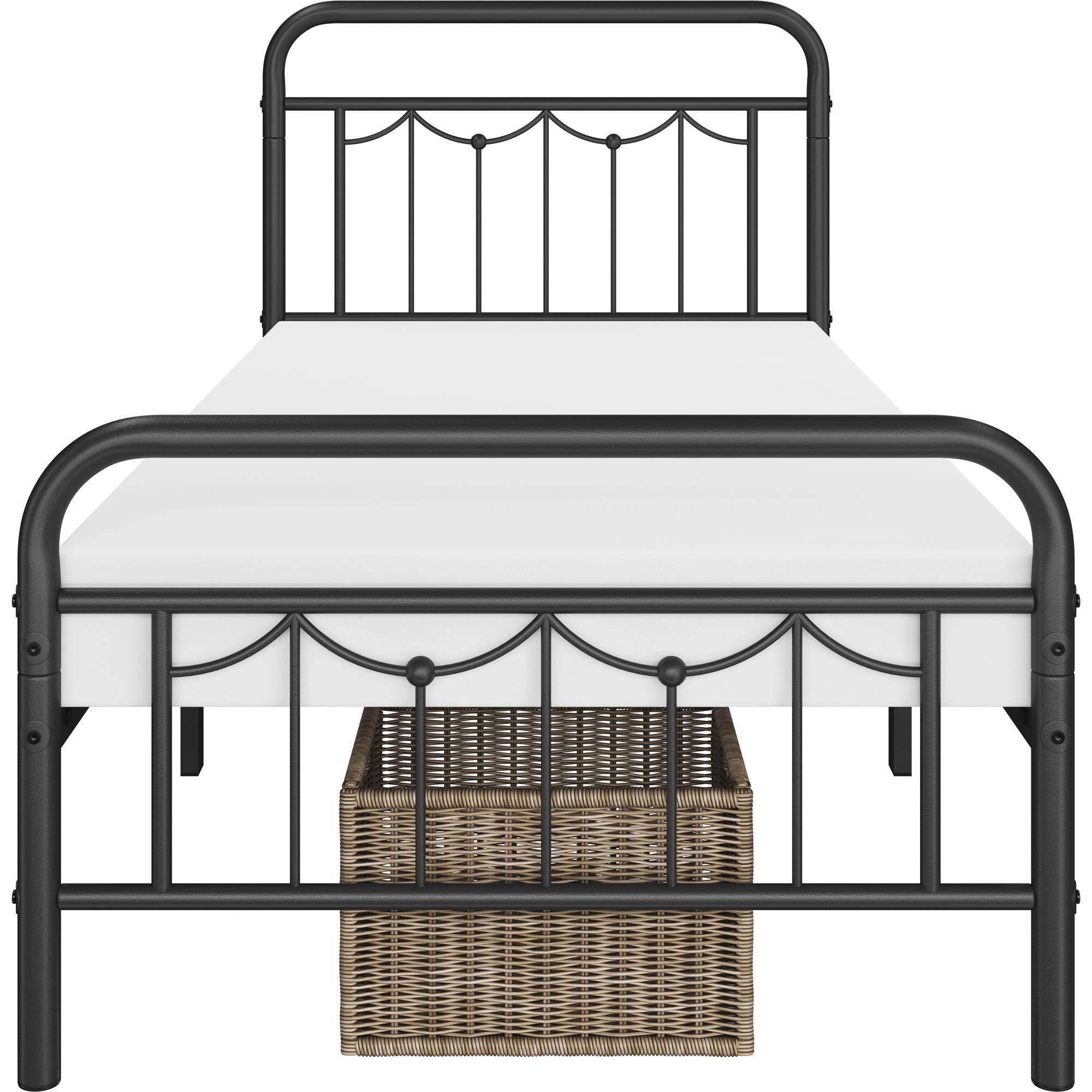 Yaheetech Yaheetech Twin Size Metal Bed Frames with Vintage Headboard and Footboard, Farmhouse Metal Platform Bed, Heavy Duty Steel Slat Support, Ample Under-Bed Storage, No Box Spring Needed, Black