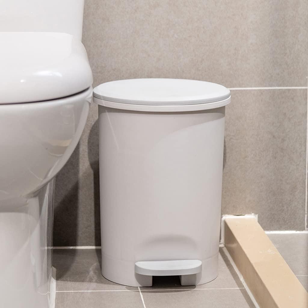 HIHELO HIHELO Trash Bin 10L Step-on Trash Can with Lid and Plastic Pedal, Bathroom Kitchen Living Room Step Round Garbage Cans, Large Waste Bin Paper Basket Kitchen Trash Can