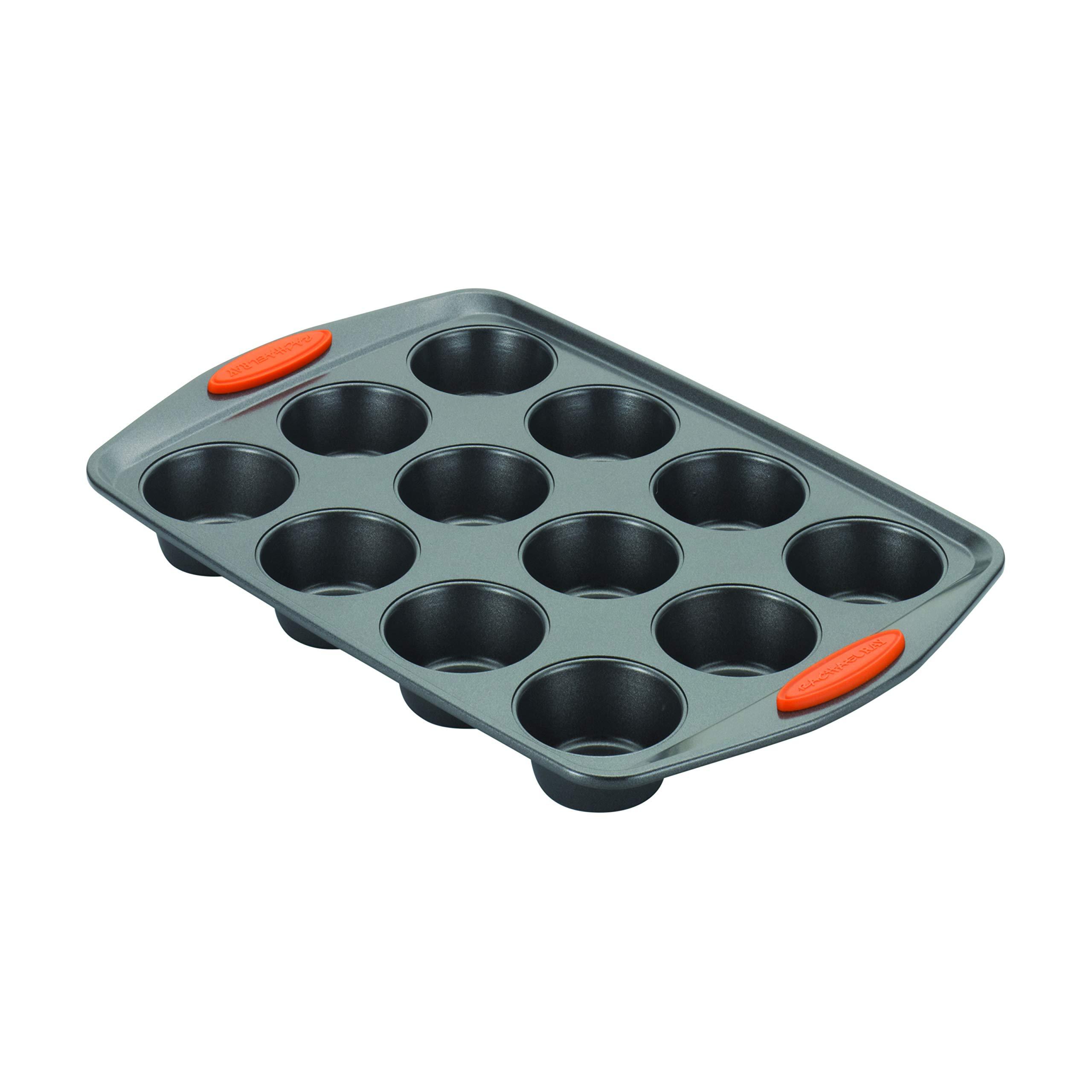Rachael Ray Rachael Ray Yum -o Nonstick Bakeware 12-Cup Muffin Tin With Grips / Nonstick 12-Cup Cupcake Tin With Grips - 12 Cup, Gray