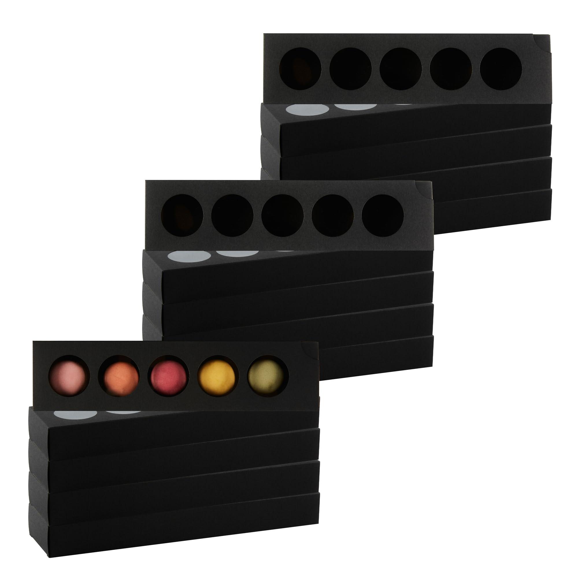 Restaurantware Restaurantware Valentino 12 Inch Macaron Boxes 100 Macaron Packaging - Holds 5 Macarons With Lids Black Paper Macaron Gift Boxes Separate Compartments For Gifts and Parties