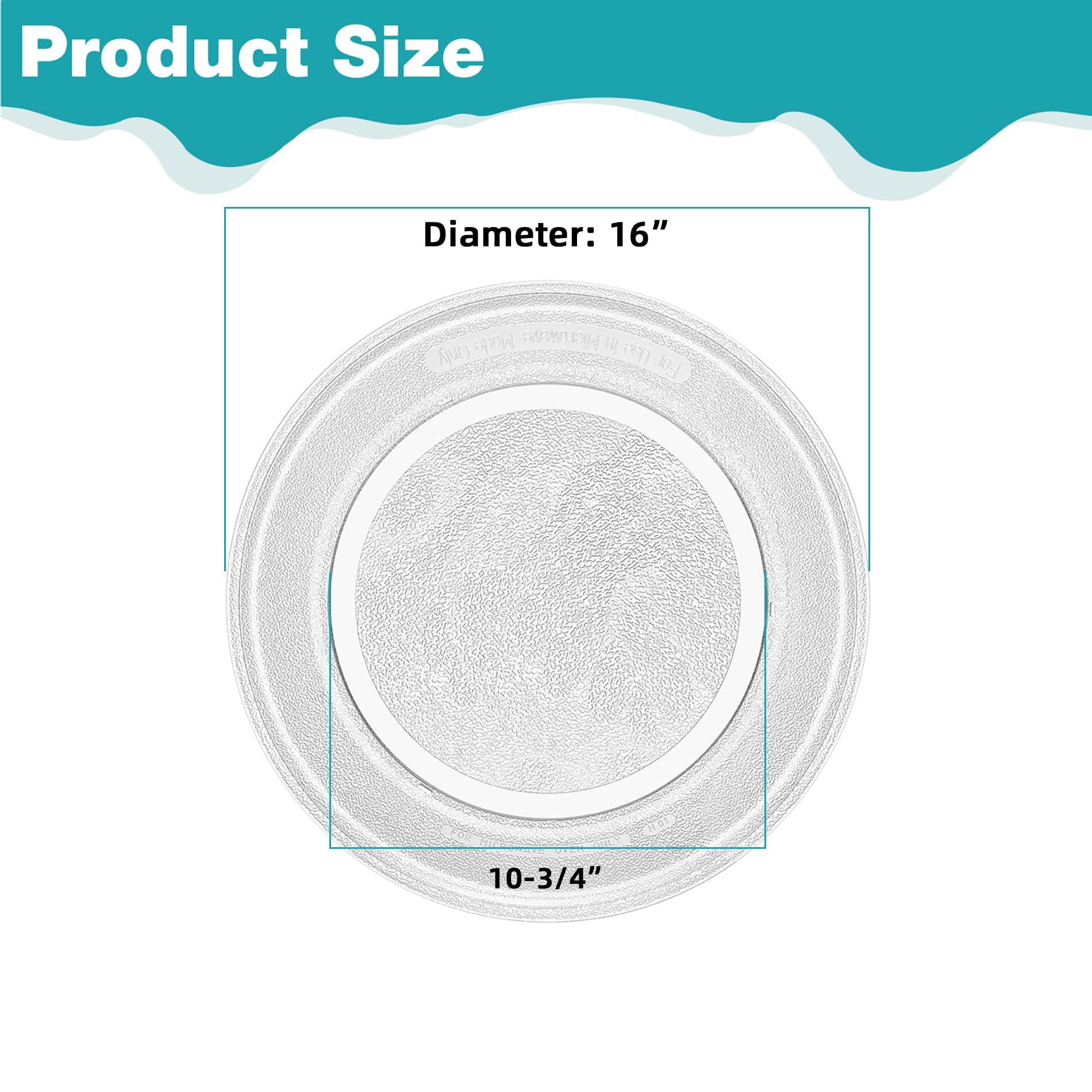 Gemroom Gemroom 16\" Microwave Glass Plate for GE WB49X10166 Turntable Track 10-3/4\", WB27X43590 16 inch Replacement Microwave Glass Plate - Dishwasher Safe