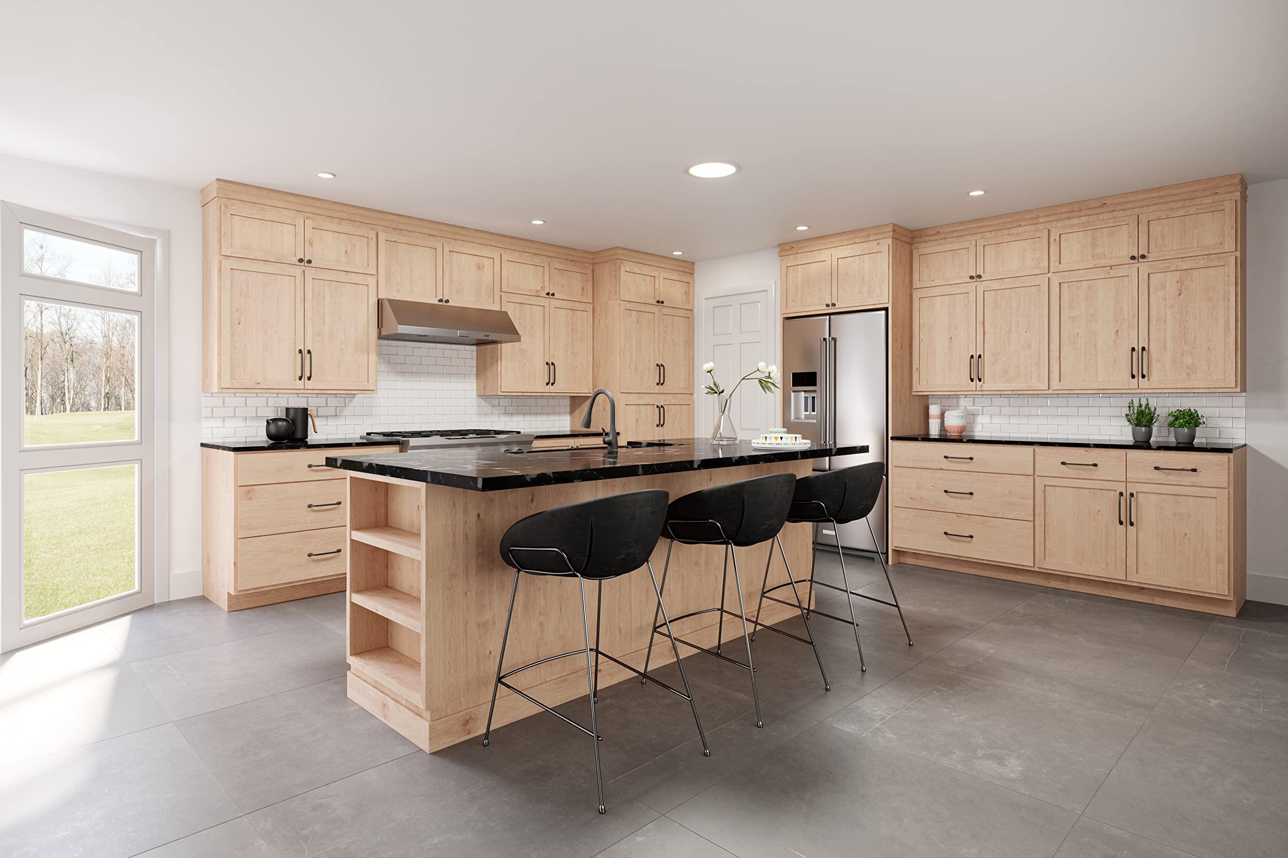 Quicklock Cabinets Quicklock RTA (Ready-to-Assemble) 42" Tall Wall Kitchen Cabinets - Shaker Style | 100% Hardwood | Made in America | Soft Close Hardware (Raw Maple, 12" D x 15" W x 42" H)