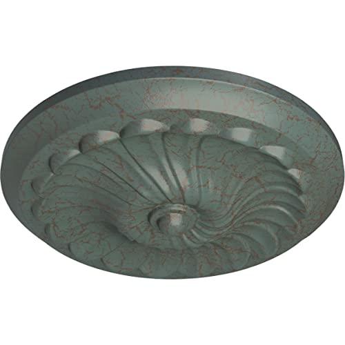 Ekena Millwork Ekena Millwork CM12FLCBC Flower Spiral Ceiling Medallion, 12 1/4\"OD x 2 1/4\"P (Fits Canopies up to 2\"), Hand-Painted Cloud Burst Crackle