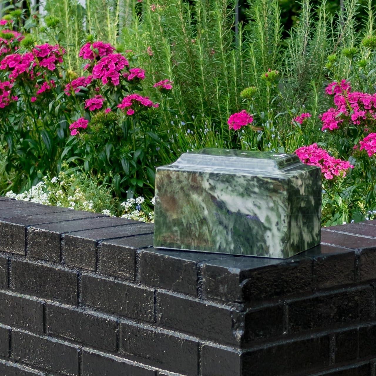 Silverlight Urns Emerald Classic Cultured Marble Cremation Urn for Ashes, Green, Adult Sized Urn for Human Ashes, Ground Burial, Home Memorial and Funeral Cremation Urn