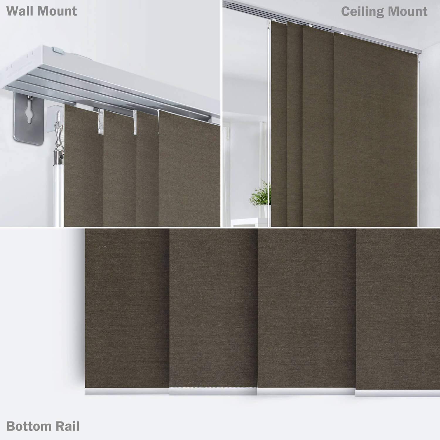 GoDear Design GoDear Design Adjustable Sliding Panel Track Blinds 45.8"- 86" W x 96" H, Extendable Vertical Blinds for Windows Patio Doors Room Dividers, See-Through Trimmable Jute Fabric, Semi-Privacy, Pu'er Tea