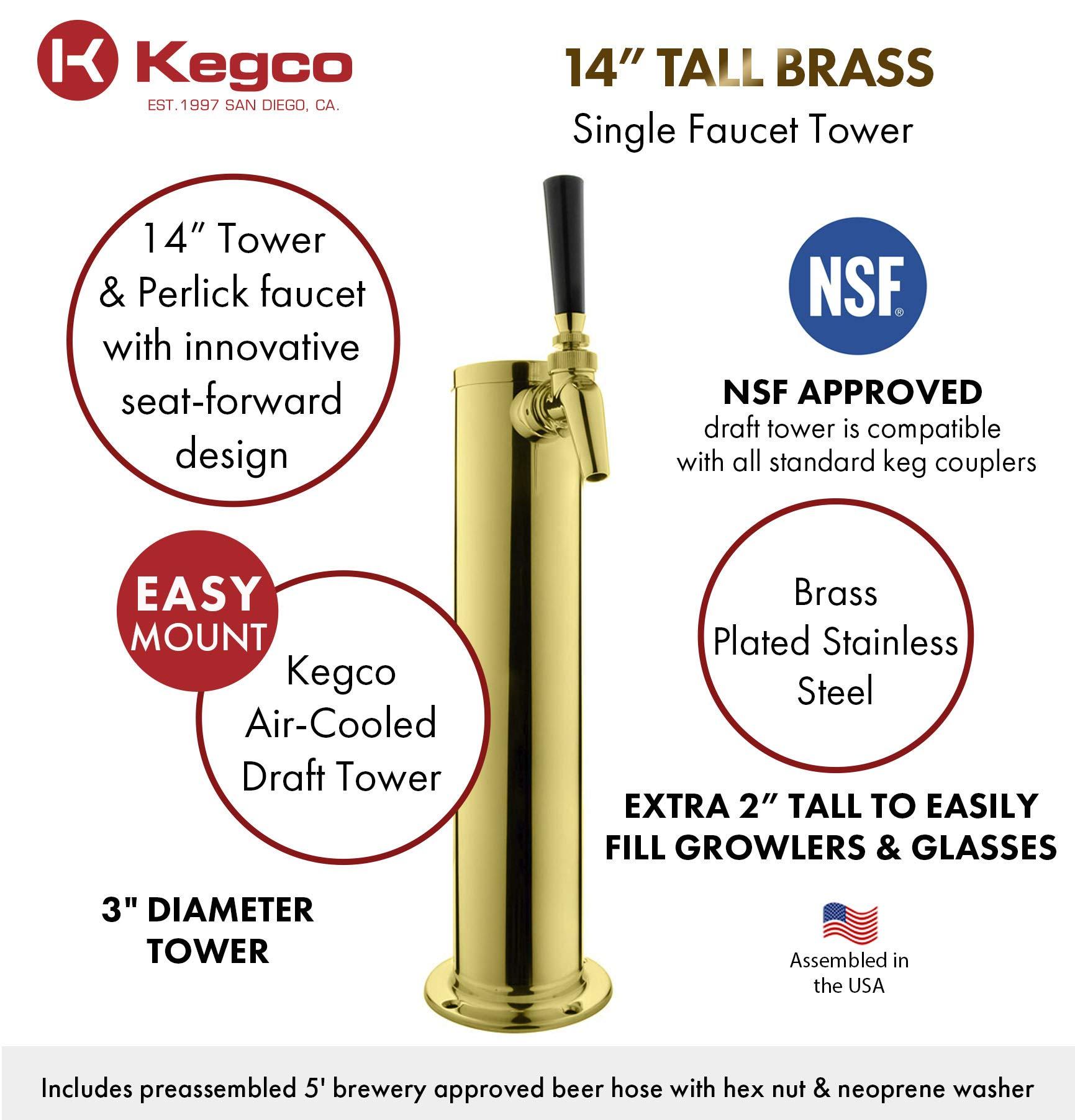 Kegco Kegco 3PDT145-1P-630 Draft Tower, 1-Tap, Brass