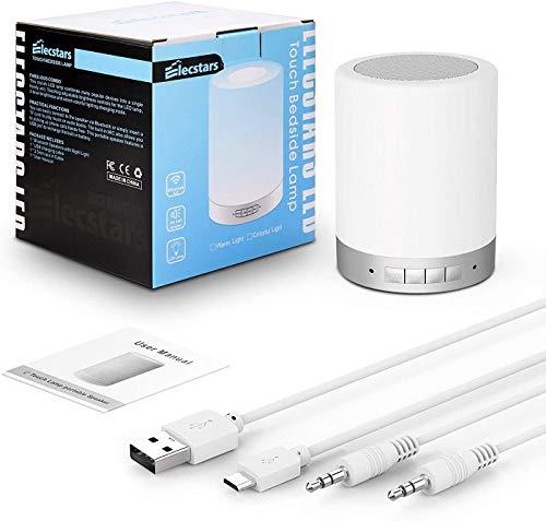 Elecstars Elecstars Touch Bedside Lamp - with Bluetooth Speaker, Dimmable Color Night Light, Outdoor Table Lamp with Smart Touch Control, Best Gift for Men Women Teens Kids Children Sleeping Aid